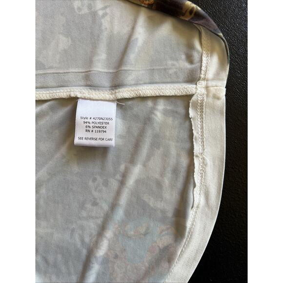 Energe Tunic 2X Multi Paisley Flutter Sleeve V Neck Back Lace Studded Boho Arty - Picture 7 of 12